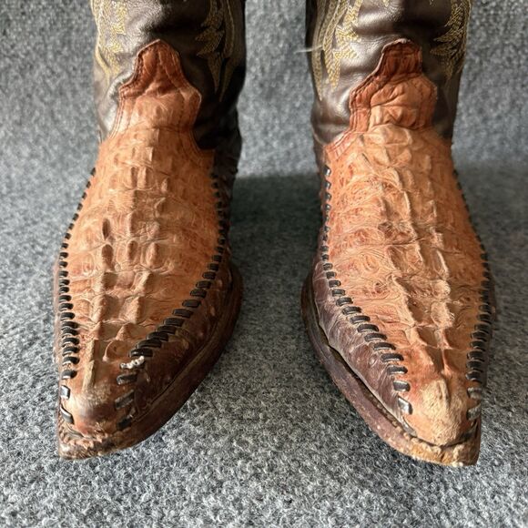 VTG Magana Mexican Tribal Cowboy Boots Caiman Tail Full Quill Ostrich Men’s 8.5 main image 8